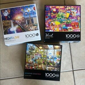 Vibrant 1000 Piece Puzzle Collection with City Graffiti and Library Scenes
